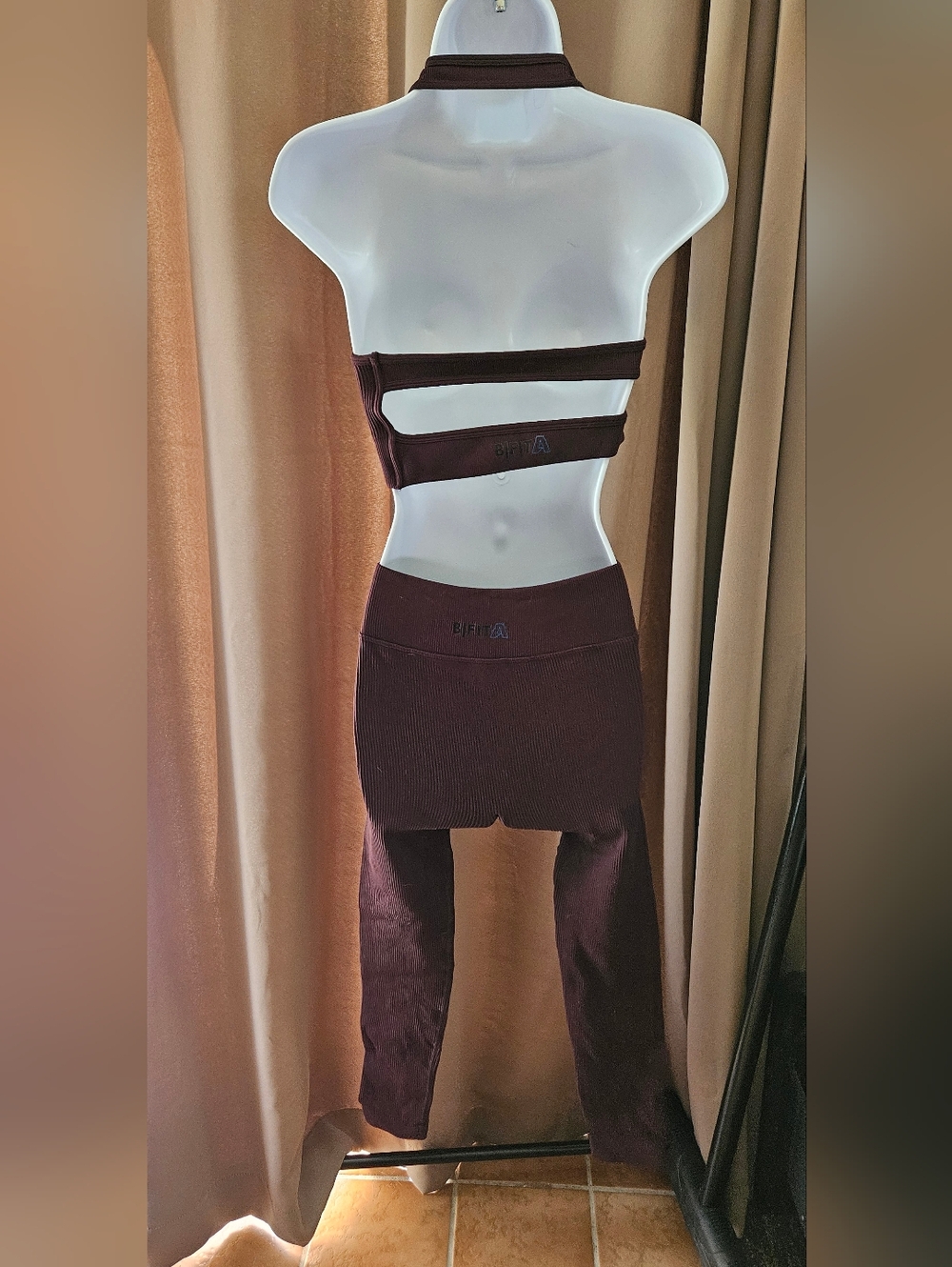 B|Fit Ribbed Compression Set – Plum/Brown - Picture 2 of 6